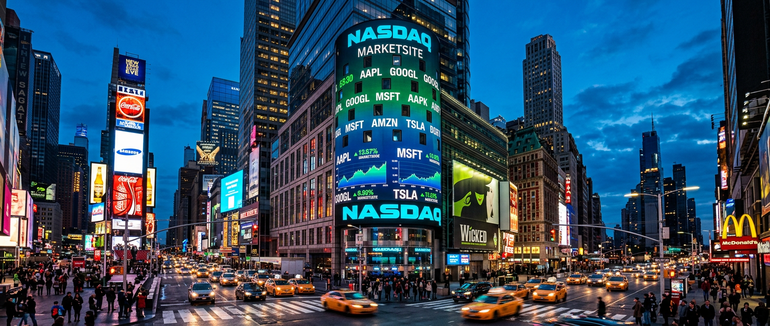 Budova burzy NASDAQ v Times Square v New Yorku